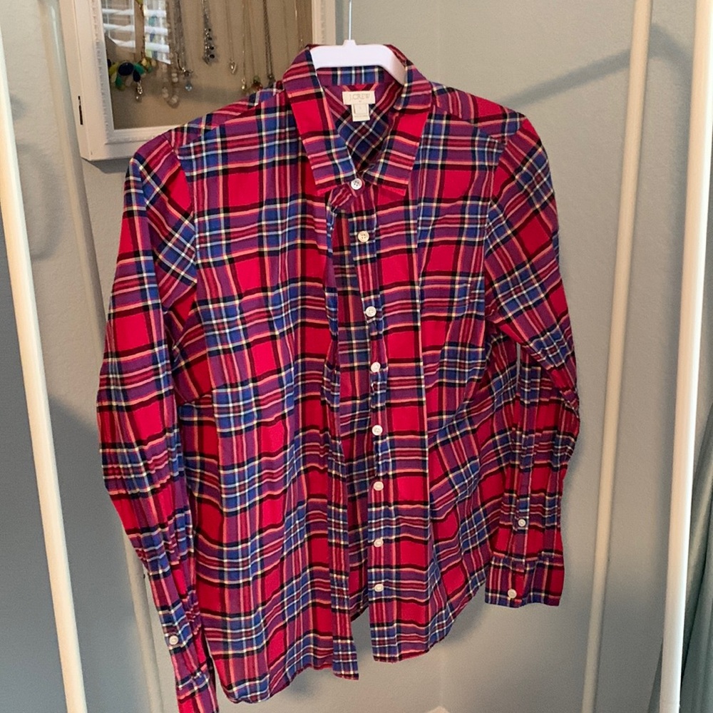 J.Crew size large button up red plaid